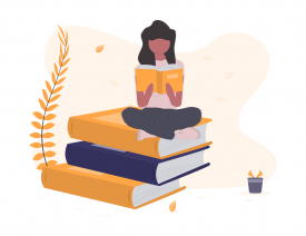 Illustration Of Person Looking Through Books